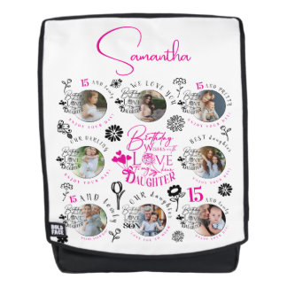 Daughter Birthday Photo Collage Typography  バックパック