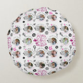 Daughter Birthday Photo Collage Typography  ラウンドクッション (裏面)