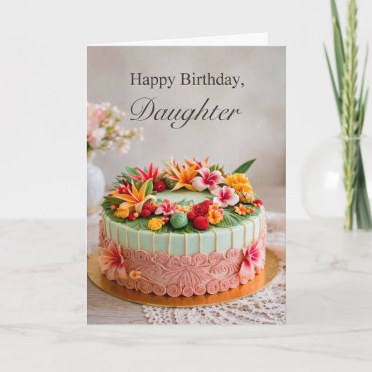 Daughter Birthday Tropical Cake card カード (正面)