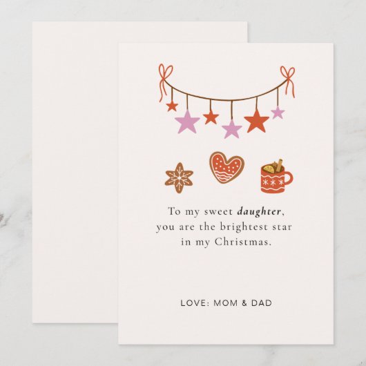 Daughter Christmas Card Cute Personalized  シーズンカード (正面/裏面)