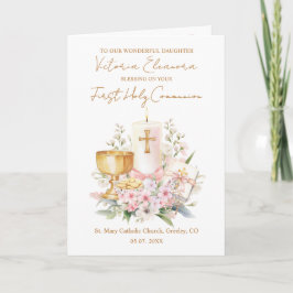 Daughter First Holy Communion Chalice Candle カード
