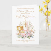 Daughter First Holy Communion Chalice Candle カード (黄色い花)
