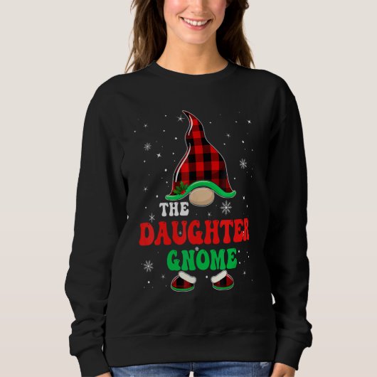 Daughter Gnome Buffalo Plaid Matching Christmas Gr スウェットシャツ (正面)