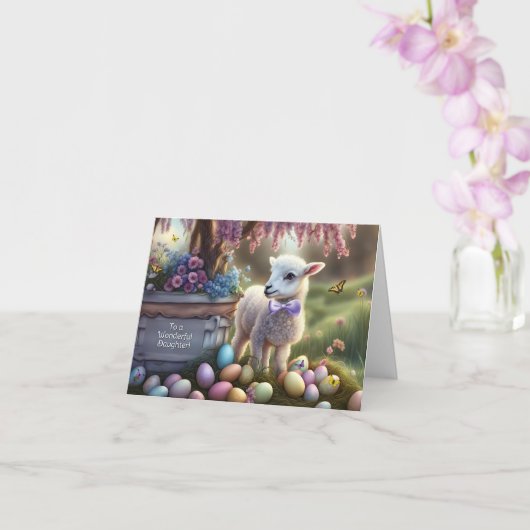 Daughter Happy Easter Cute Lamb Easter Eggs カード (蘭)