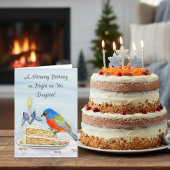 Daughter Happy February Birthday Painted Bunting カード