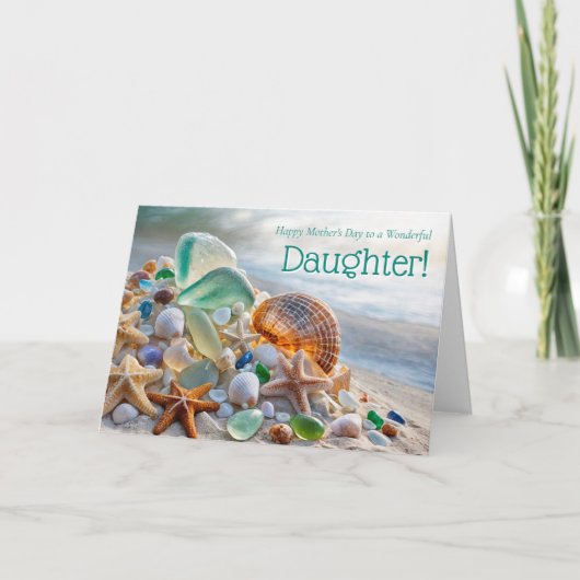 Daughter Happy Mothers Day with Seashells カード (正面)