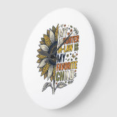 Daughter In Law Favorite Child Sunflower Vintage S ラージ壁時計 (傾斜)