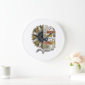 Daughter In Law Favorite Child Sunflower Vintage S ラージ壁時計 (ホーム)