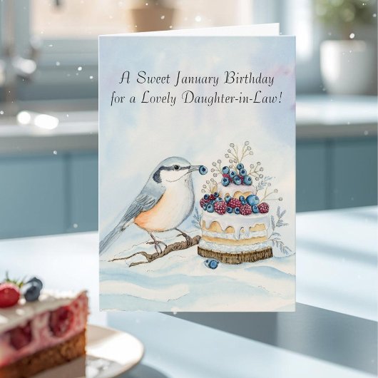 Daughter-in-Law Happy January Birthday Nuthatch カード
