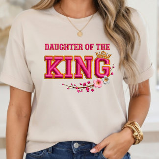 Daughter of the King Christian Floral Pink Gold T- Tシャツ