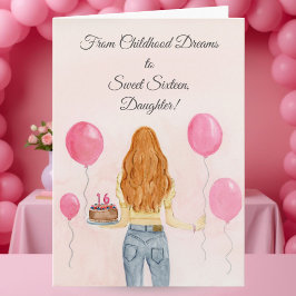 Daughter Sweet Sixteen Girl in Jeans Celebrating カード