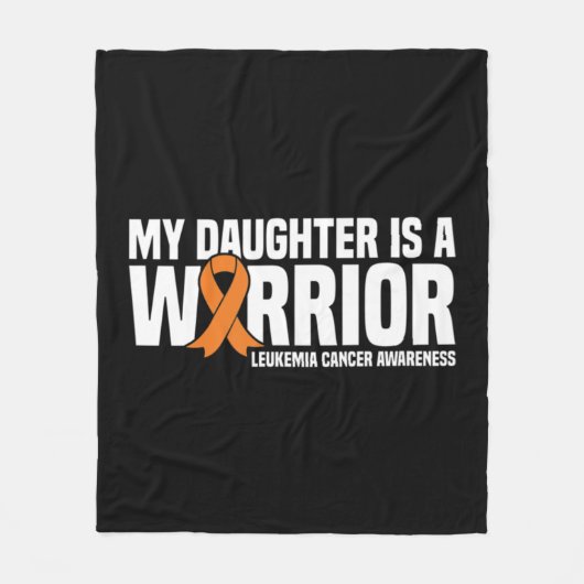 Daughter Warrior Orange Ribbon Leukemia Cancer Awa フリースブランケット (正面)