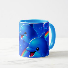 Dauphins joyeux arc-en-ciel マグカップ