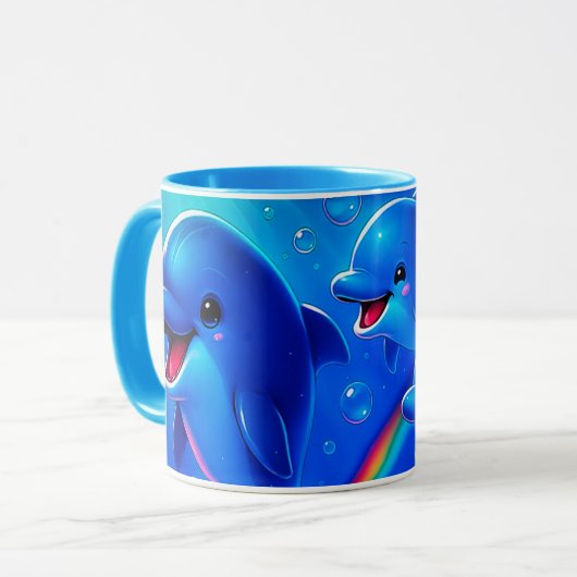 Dauphins joyeux arc-en-ciel マグカップ (正面左)