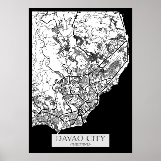 Davao City Philippines City Map ポスター (正面)