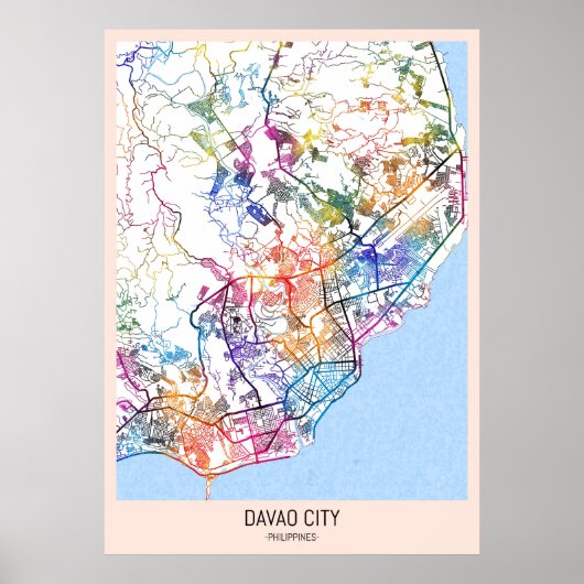 Davao City Philippines City Map ポスター (正面)