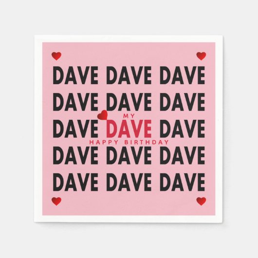 Dave Plus文字テンプレート スタンダードカクテルナプキン (正面)