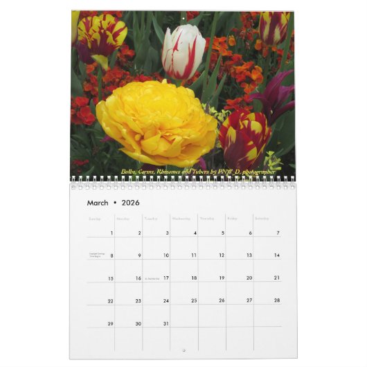 Dave's Garden Photo Contestの受賞者は次のように述べている カレンダー (3月 2026)