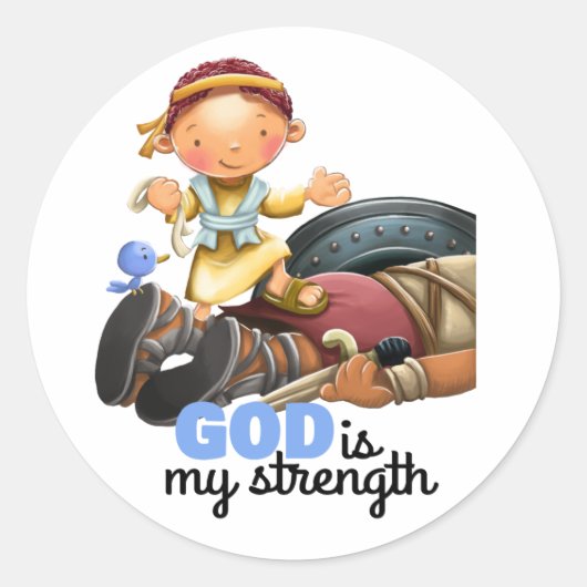 DavidとGoliathキッズバイブルの詩のステッカーページ ラウンドシール (正面)