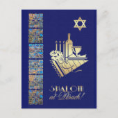 DavidとSeder TableのアイコンのHappy Passover Star ポストカード (正面)