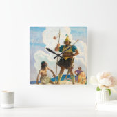 David and Goliath、1940年、Newell Convers Wyeth著 スクエア壁時計 (ホーム)