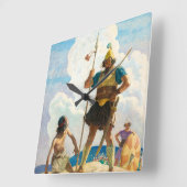 David and Goliath、1940年、Newell Convers Wyeth著 スクエア壁時計 (傾斜)