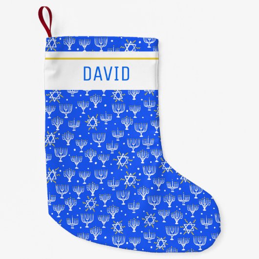 David Hanukkah ITの（ユダヤ教）メノラースターカスタマイズ スモールクリスマスストッキング (正面)