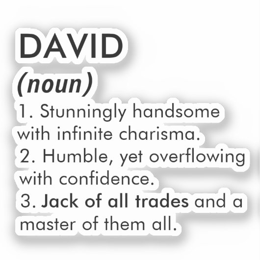 David name, Editable name, Custom name シール (正面)