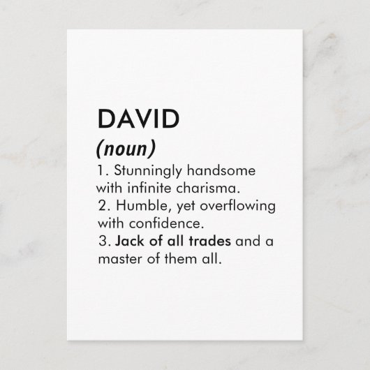 David name, Editable name, Custom name ポストカード (正面)