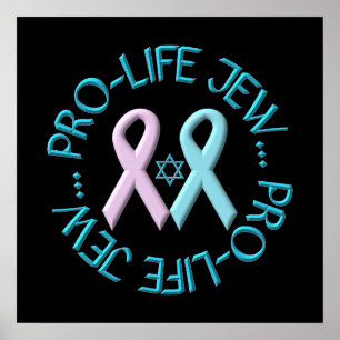 David & Ribbonsのスター付き「Pro-Life Jew」 ポスター