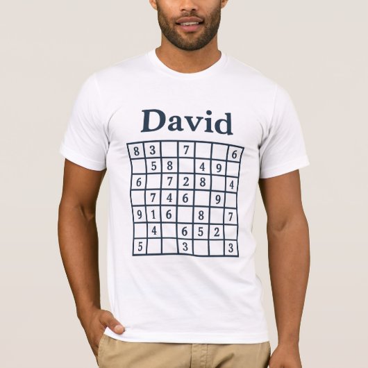 David Sudoku Puzzle – Classic Navy Blue Edition Tシャツ (正面)