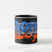 Davide Vorname Name Graffiti blue orange Tasse マグカップ (中央)