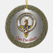 Davidson Clan Badge/Tartan Thistle Personalized セラミックオーナメント (正面)