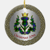 Davidson Clan Badge/Tartan Thistle Personalized セラミックオーナメント (裏面)