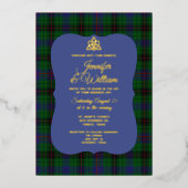 Davidson Clan Tartan Plaid ウェディング 箔招待状 (正面)