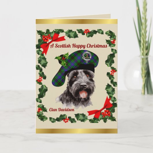 Davidson Scottie Dog Personalized Xmas カード (正面)