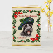 Davidson Scottie Dog Personalized Xmas カード (黄色い花)