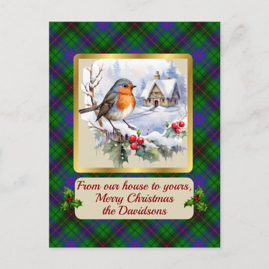 Davidson Tartan w/Robin Personalized   シーズンポストカード (正面)