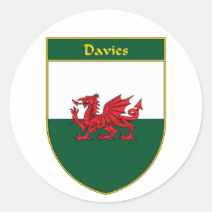 Daviesウェールズの旗の盾 ラウンドシール
