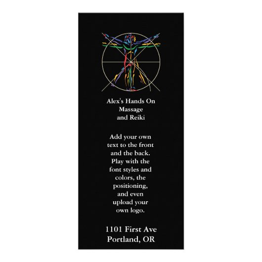 DaVinci Vitruvianの人のチャクラ色 ラックカード (正面)