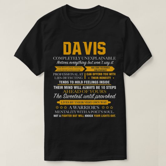 DAVIS完全に説明できない名前の父の日 Tシャツ (デザイン正面)