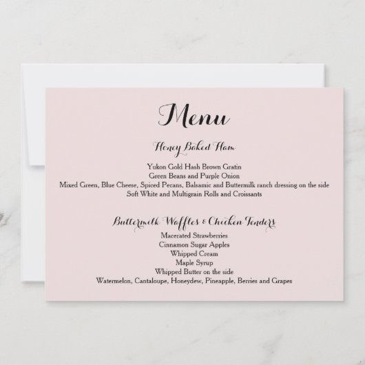 Davis + Harper メニューカード 招待状 (裏面)