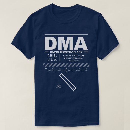 Davis-Monthan AFB Air Force Base DMA Tシャツ (デザイン正面)