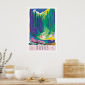 Davos Parsenn Switzerland Vintage Travel Poster ポスター (キッチン)