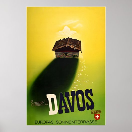 Davos Travel Poster Switzerland Art Swiss Print  ポスター (正面)
