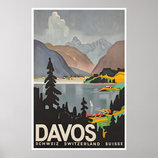 Davos Wall Art Switzerland Poster Swiss Gift Print ポスター (正面)