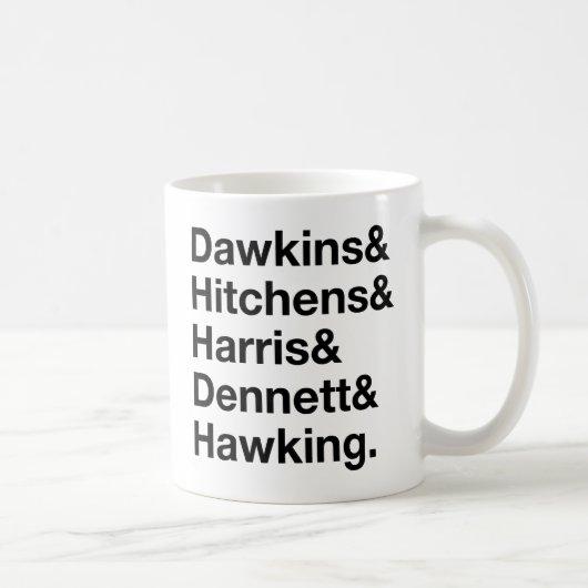 Dawkins&Hitchens&Harris&Dennett&Hawking -科学 コーヒーマグカップ (右)
