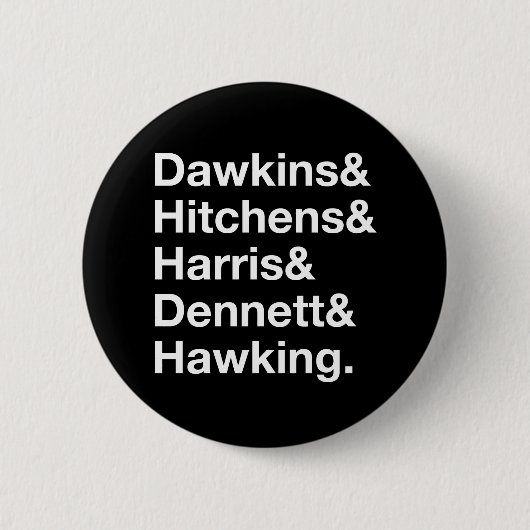 Dawkins&Hitchens&Harris&Dennett&Hawking -科学 缶バッジ (正面)