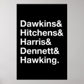 Dawkins&Hitchens&Harris&Dennett&Hoking – 科学 ポスター (正面)