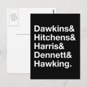 Dawkins&Hitchens&Harris&Dennett&Hoking – 科学 ポストカード (正面/裏面)